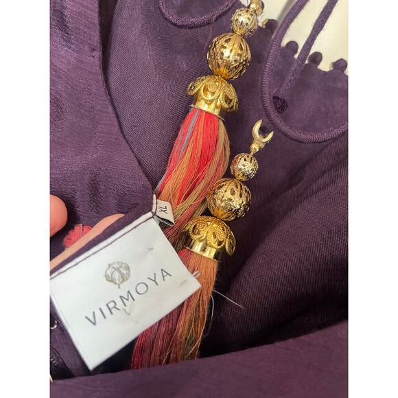 NWT Virmoya Wine Anarkali Suit with Beaded Sash size XL - Picture 13 of 14